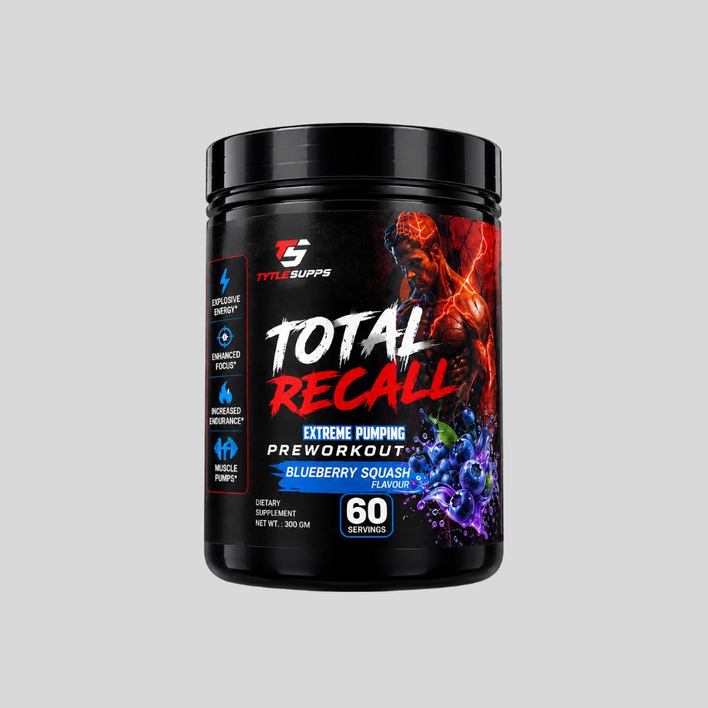 Tytle Supps Total Recall Pre-Workout 60 Servings (Blueberry Squash)